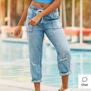Aerie chambray distressed pants